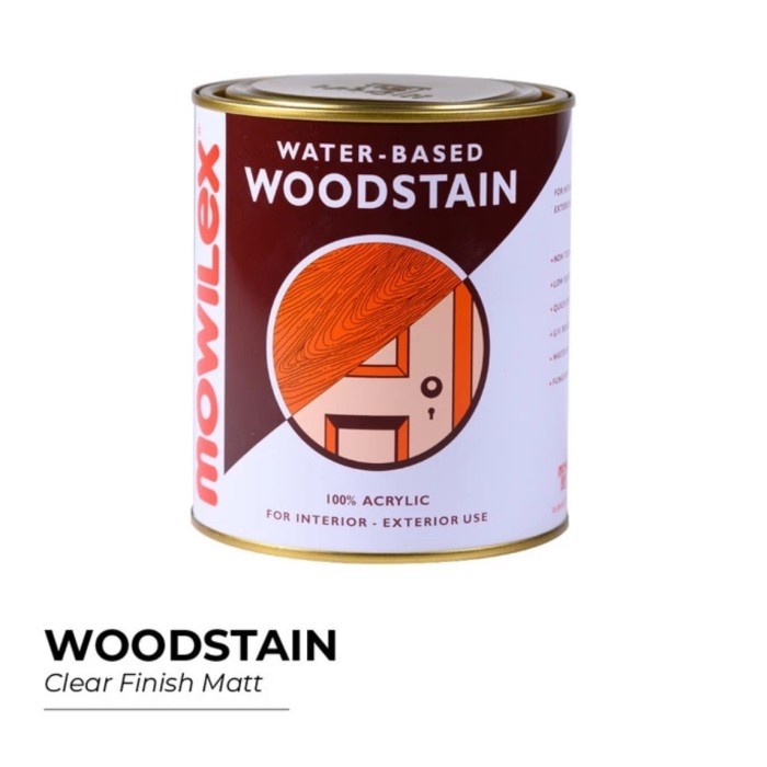 TERBARU WOODSTAIN MOWILEX 1 L CLEAR MATT FINISH / DOFF