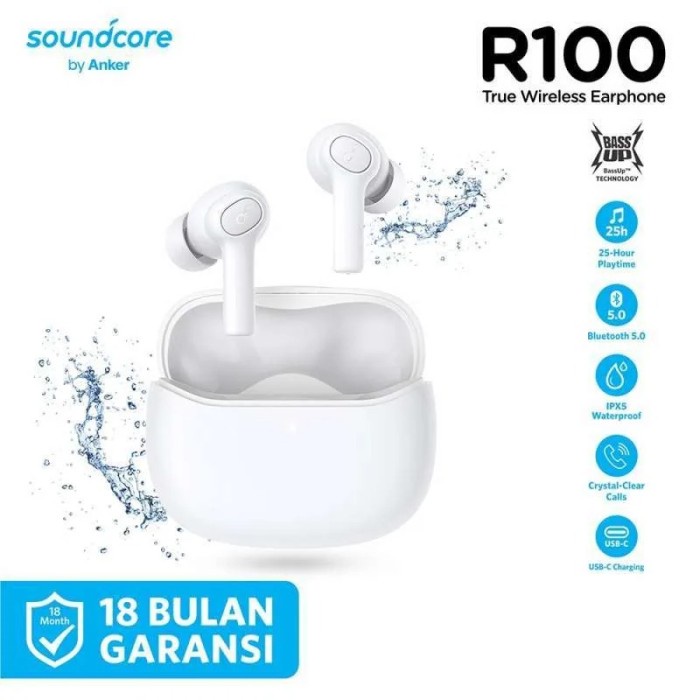 Earphone Bluetooth Earbud Anker SoundCore R100 TWS A3981 IPX5 neckband earphone