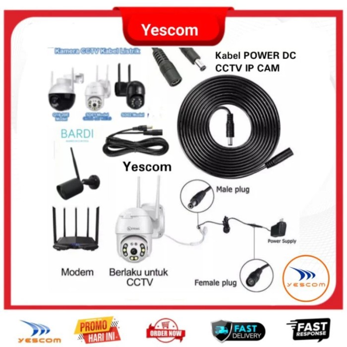 PROMO KABEL EXTENSION POWER DC CCTV IP CAMERA/DLL MALE FEMALE