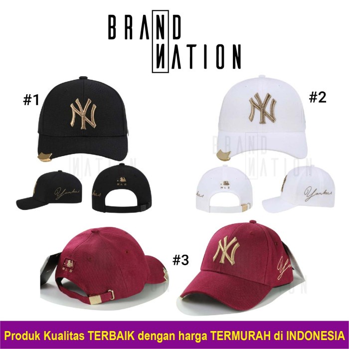 Topi New York NY MLB Gold Metal Plat Baseball Cap