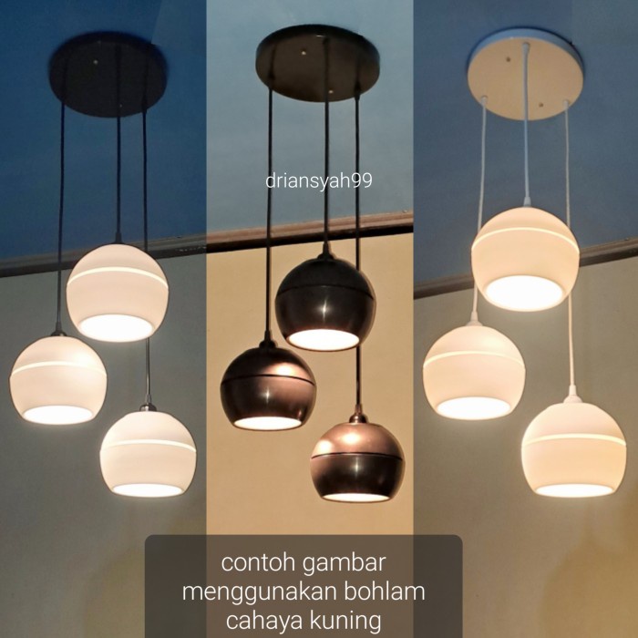 LAMPU GANTUNG BULAT MINIMALIS 3 IN 1 KAP LAMPU HIAS PLAFON