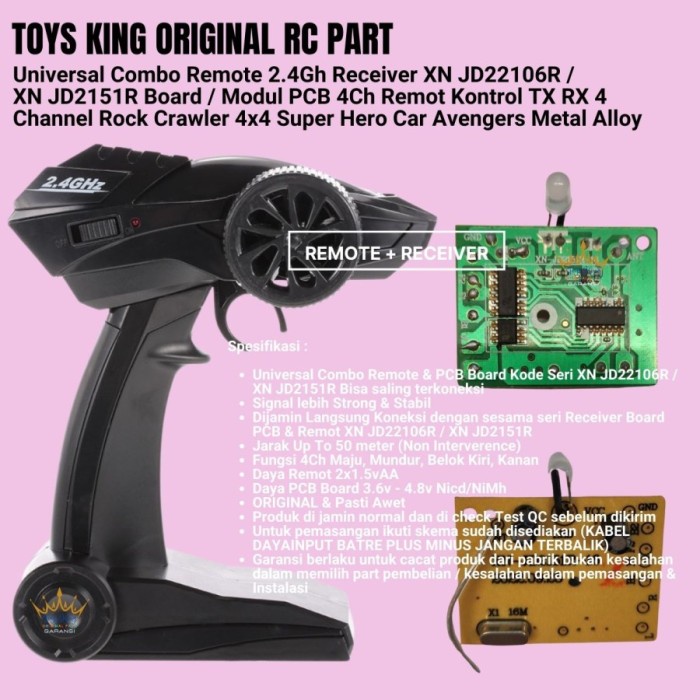 Remote 2.4Gh Receiver XN JD22106R JD2151R PCB RC Car Board Modul Part - REMOTEJD22106R