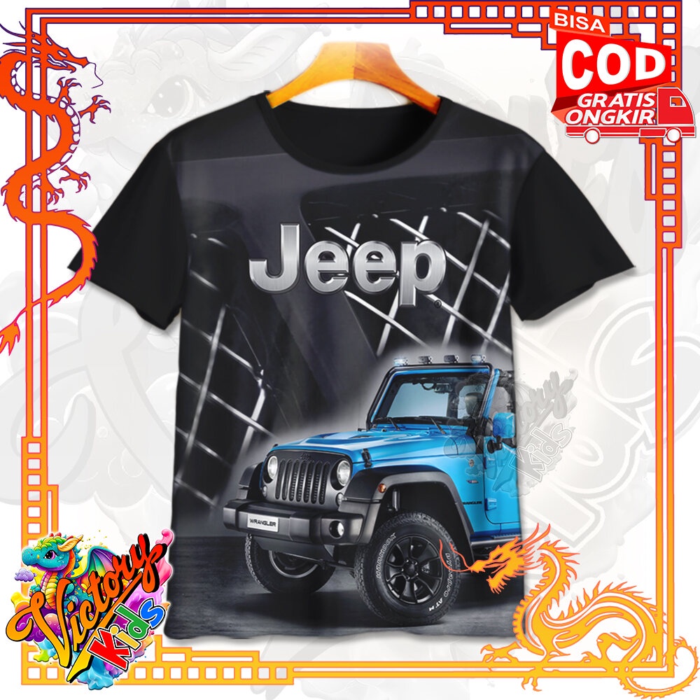 Victory Kids - Kaos Anak Premium Baju Kaos Sublim Kekinian Anti Rontok Jeep Wrangler Blue
