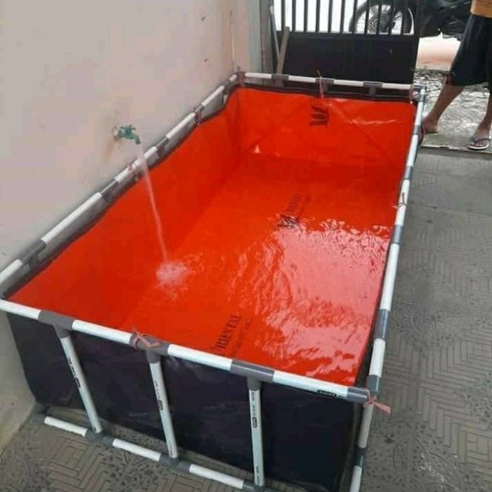 PREMIUM terpal kolam ikan 100x200x50 plus rangka
