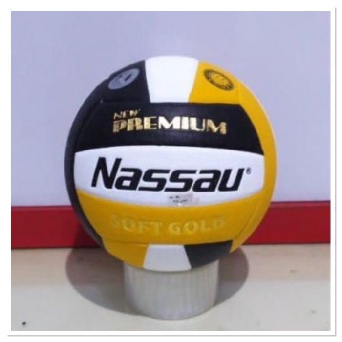 PREMIUM Bola voli volly nassau NEW PREMIUM NASSAU SOFT GOLD+pentil jaring ORI