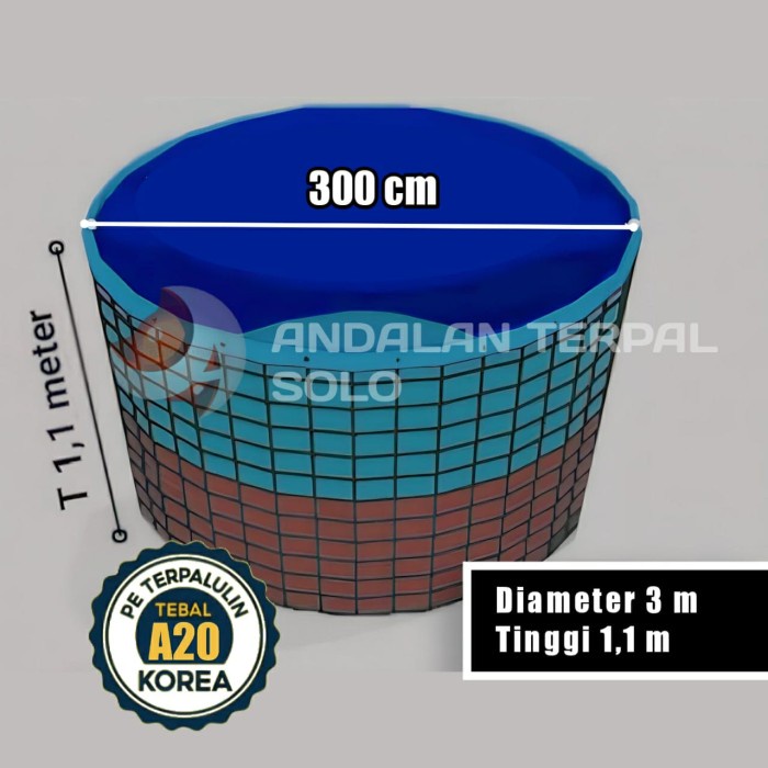 PREMIUM Kolam Terpal Bulat Ukuran Diameter 3 meter