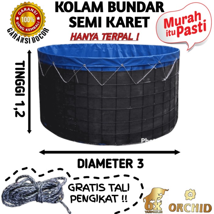 PREMIUM KOLAM TERPAL BULAT D3 x T1,2 ORCHID OX SEMI KARET BERGARANSI MURAH TERPAL KOLAM BUNDAR Ikan