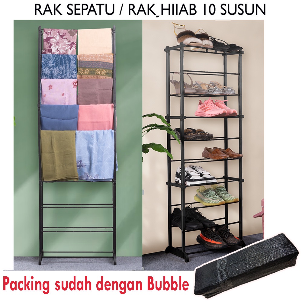 Diskon TRI J Rak Sepatu dan Jilbab 10 Tingkat Plastik / Rak Hijab 10 Susun Amazing Shoe Rack Stok