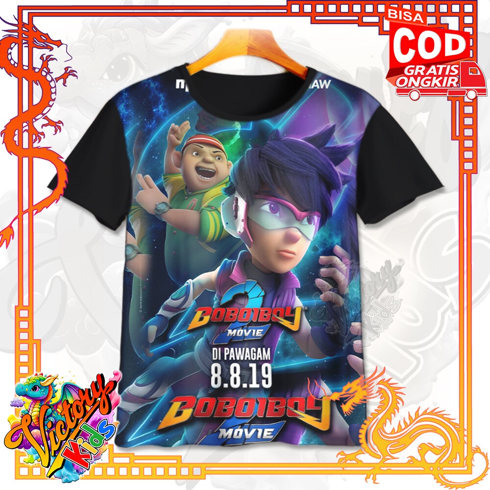 Victory Kids - Kaos Anak Premium Baju Kaos Sublim Kekinian Anti Rontok Boboiboy Galaxy The Movie 2