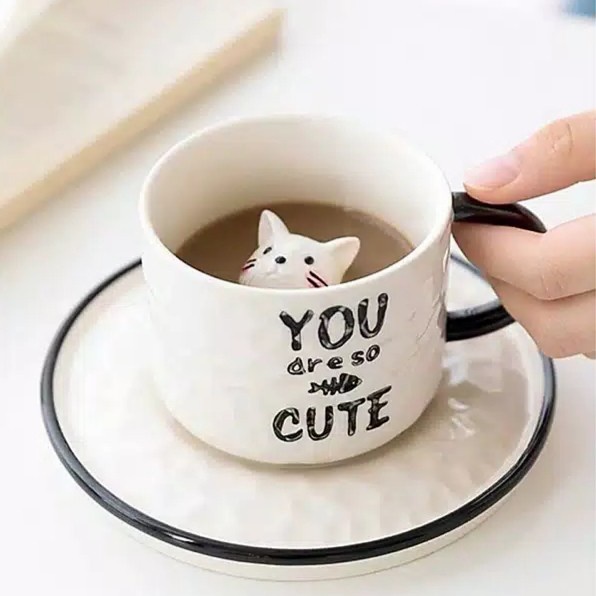 CANGKIR MUG SET KERAMIK KUCING LUCU BARANG IMPOR KODE 404