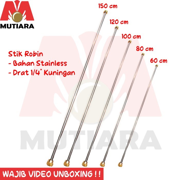JTTOP" STIK ROBIN STAINLESS 60 80 100 120 150 CM DRAT 1/4" JANTAN BETINA