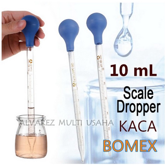Ready Pipet Ukur 10 ML / Maat Pipet Tetes Kaca / Drop Pipet Bulb Karet