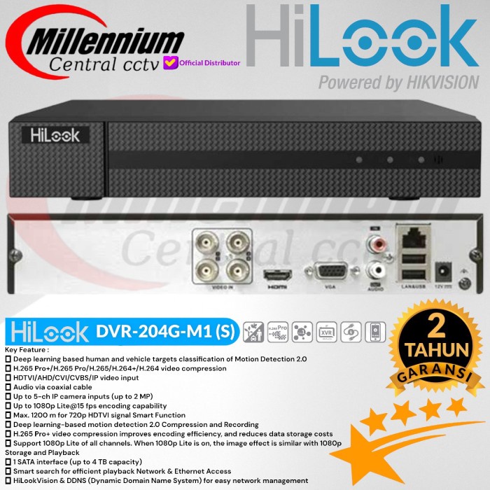 HILOOK DVR-204G-F1 (S) 4 / DVR HILOOK 4 ANNEL 2MP AUDIO