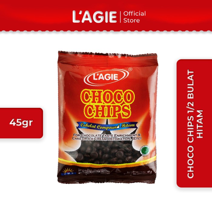 

Ready Stok" Lagie Coklat Choco Chips 1/2 Bulat Hitam 45Gr