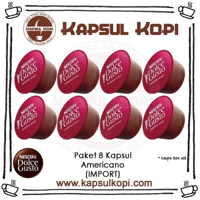 

Paket 8 KapsulKopi Americano Nescafe Dolce Gusto Impor Coffee Capsule