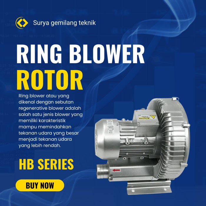 Paling Murah Ring Blower 1/2 Hp Blower Tambak Rotor Hb-370 Vortex 0,5Hp 220V