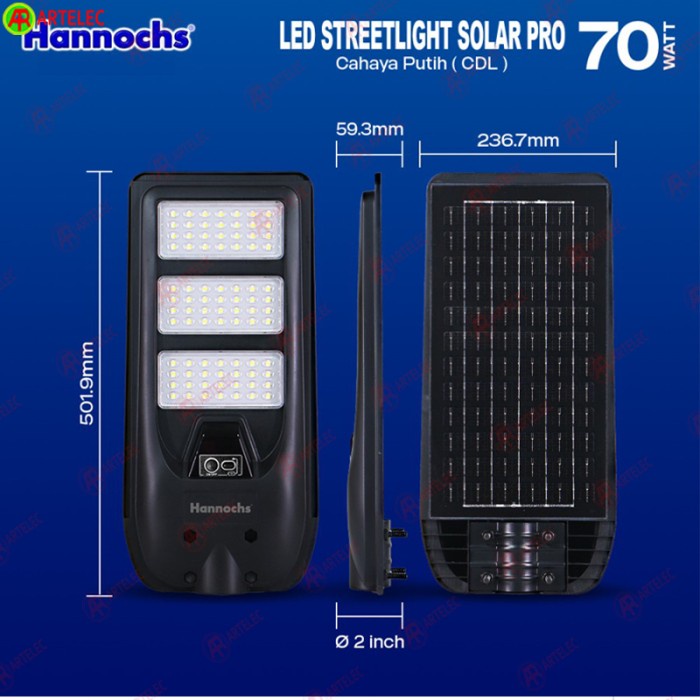 Lampu jalan PJU solar cell all in one Hannos LED Street light 70w 120w solar cell PJU