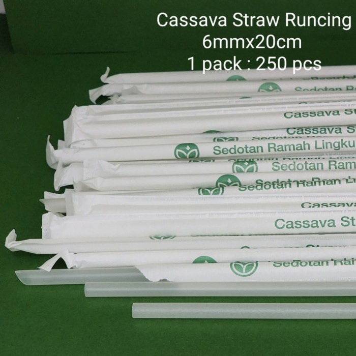 CASSAVA STRAW /SEDOTAN CASSAVA RUNCING 6MMX20CM WRAP PAPER ( 250 PCS)