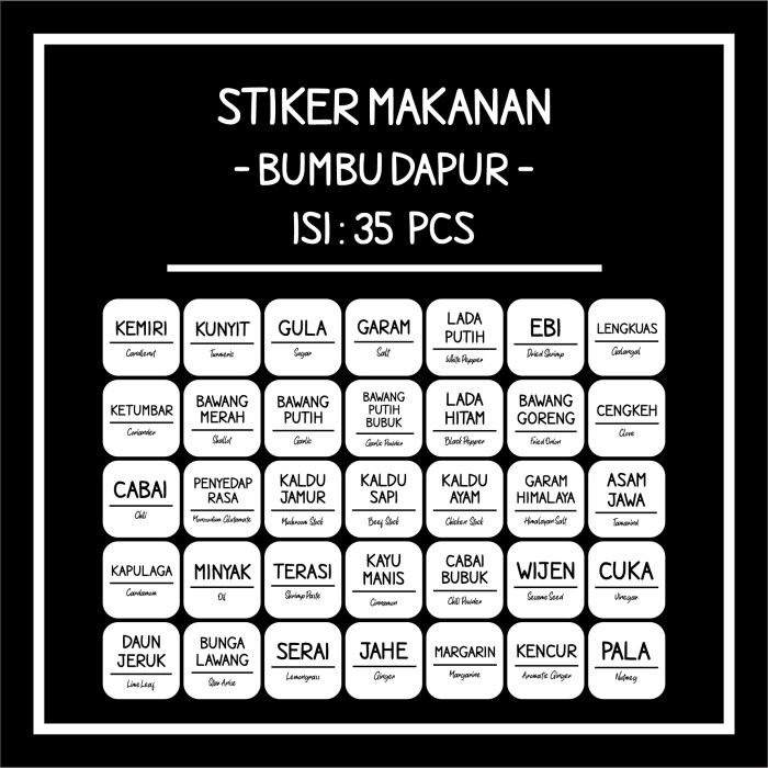 TERBAIK Stiker Bumbu Dapur / Label Nama Bumbu Package - Anti Air