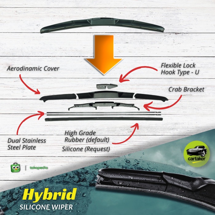 Wiper Frameless Original Avanza Xenia Karet Kaca Mobil Silicon Hybrid