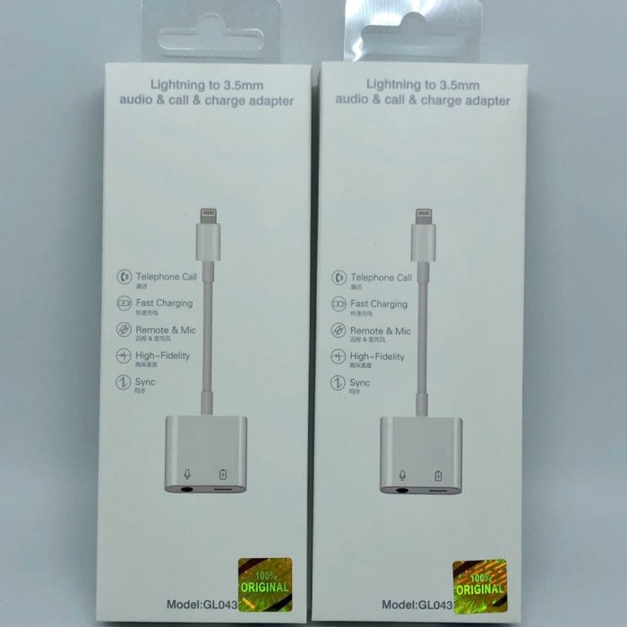 Diskon Splitter Dual Lightning Adapter 2In1 Aux 3.5Mm Iphone Original