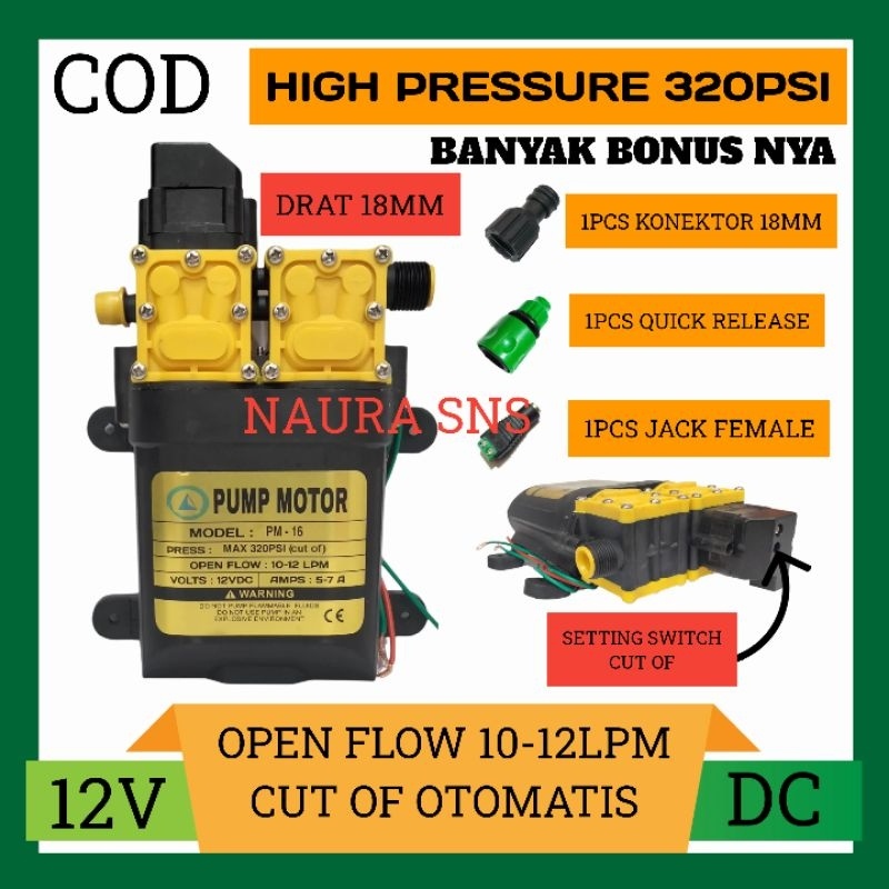 Hjk Pompa Dc 12v 320psi Dinamo Steam Motor Dobel Pompa