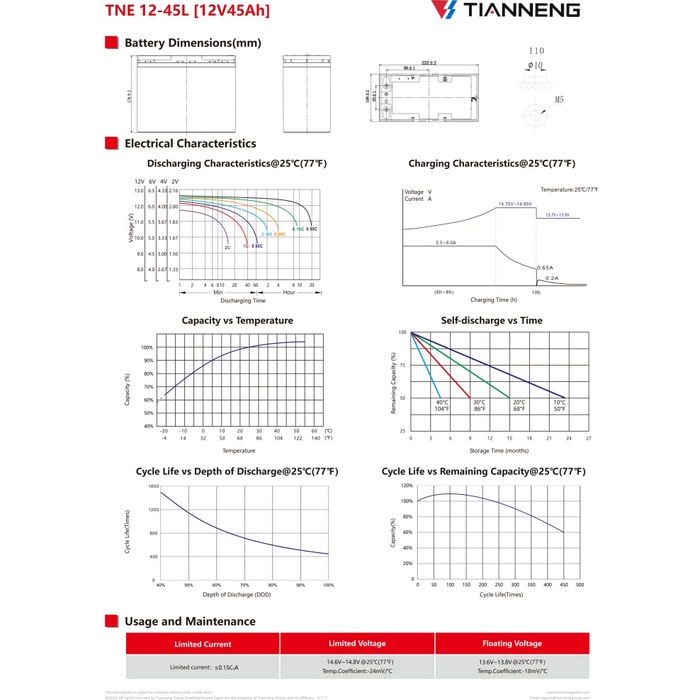Tianneng Aki Selis 12V 45AH Tian Neng Aki Sepeda Listrik 12V 40AH