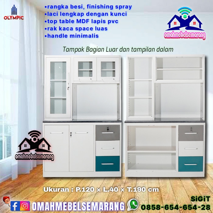 DISKON Lemari dapur 3 pintu besi OLYMPIC KSC 001 kitchen set rak sayur minimalis modern