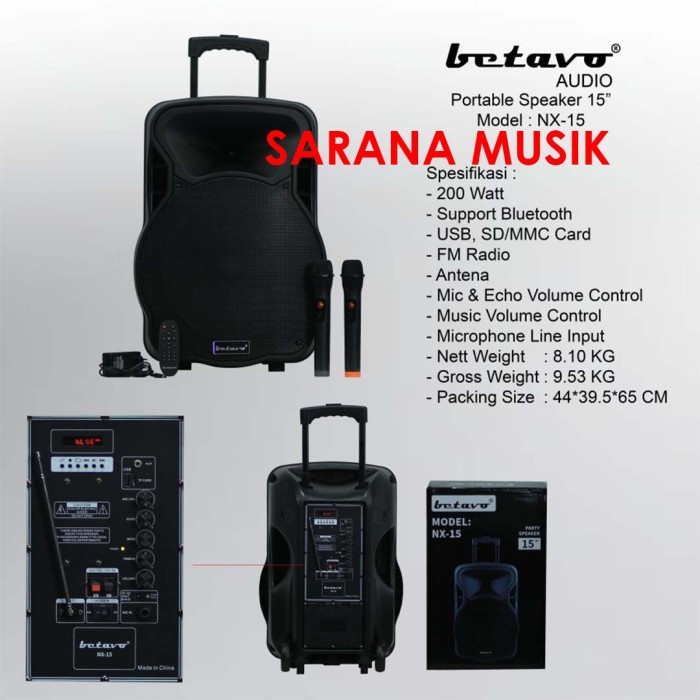 Speaker Portable Wireless Betavo NX15 Betavo NX 15 15 inch Betavo NX15 Unit Baru/segel - Garansi