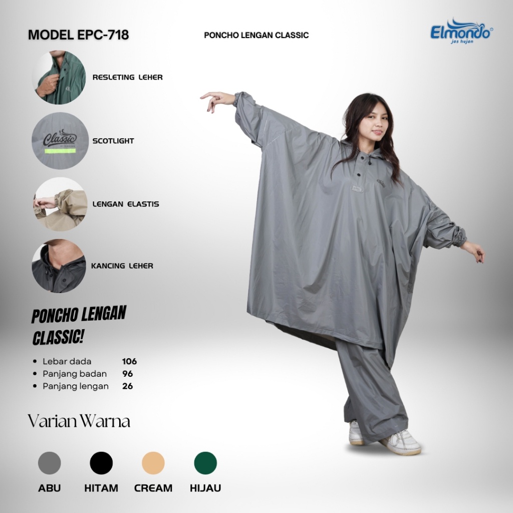 DISKON JAS HUJAN CLASSIC ELMONDO 718 JAS HUJAN PONCO CELANA JUMBO - JAS HUJAN SETELAN TEBAL ELMONDO