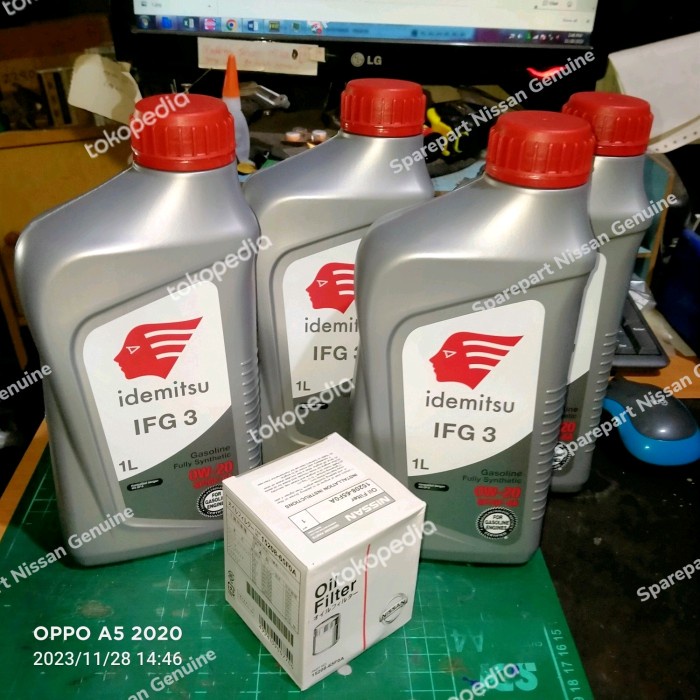 0W-20 IDEMITSU PAKET OLI 4 LITER + FILTER OLI NISSAN