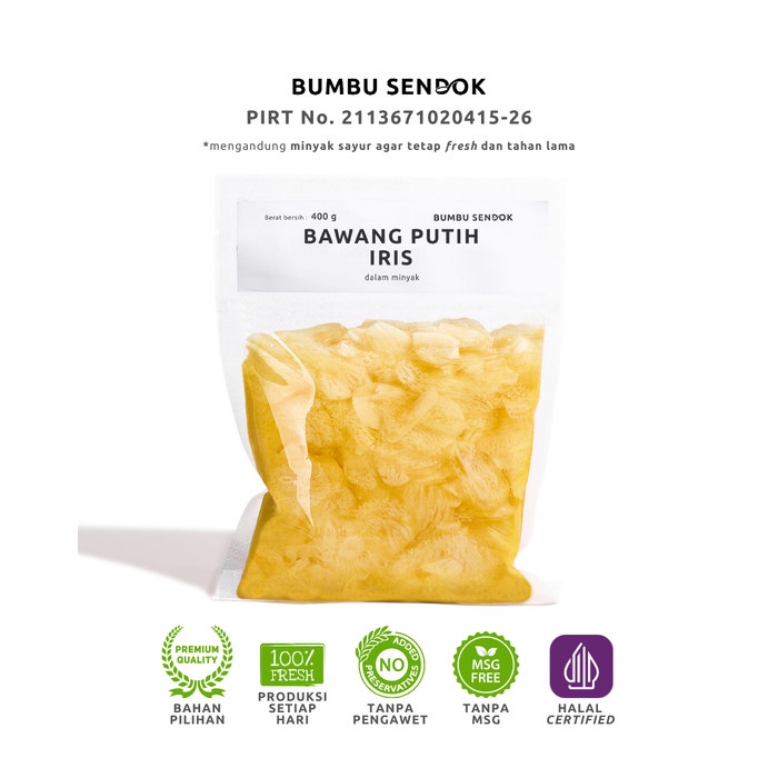 

Bumbu Sendok Refill Bawang Putih Iris Dalam Minyak / Sliced Garlic