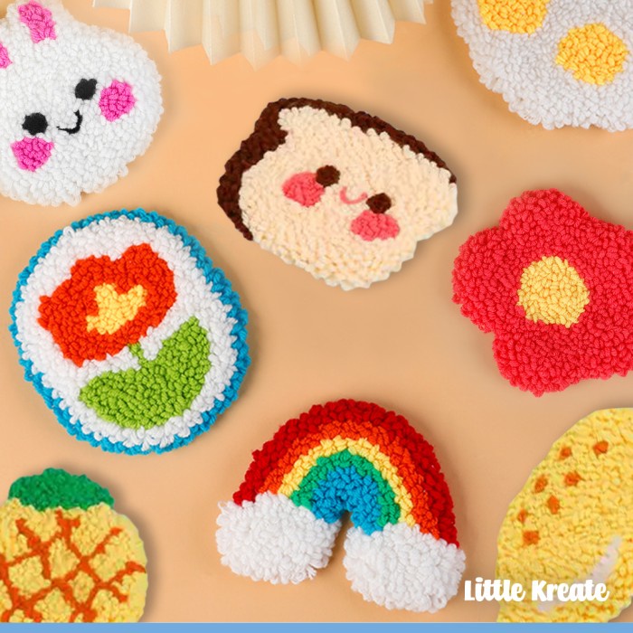 

Punch Needle Coaster Embroidery Kit - DIY Mug Rug / Alas Gelas Sulam