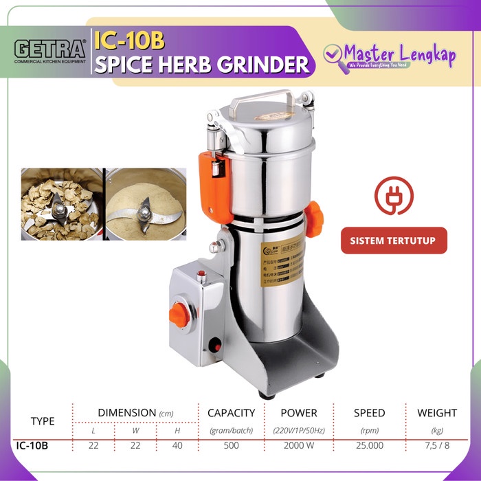 GETRA SPICE HERB GRINDER STAINLESS STEEL IC-10B / IC10B / IC 10B / IC 10 B / IC-10-B