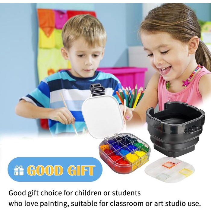 

Superior Foldable Watercolor Pot 3 in 1 Kotak penyimpanan Lukis - Kuas - Palet - Pembersih Kuas