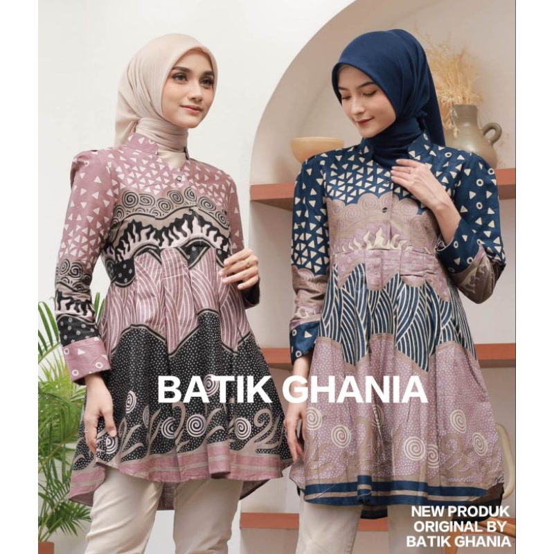 BATIK COUPLE TERBARU ATASAN BATIK WANITA LENGAN PANJANG BY BATIK GHANIA