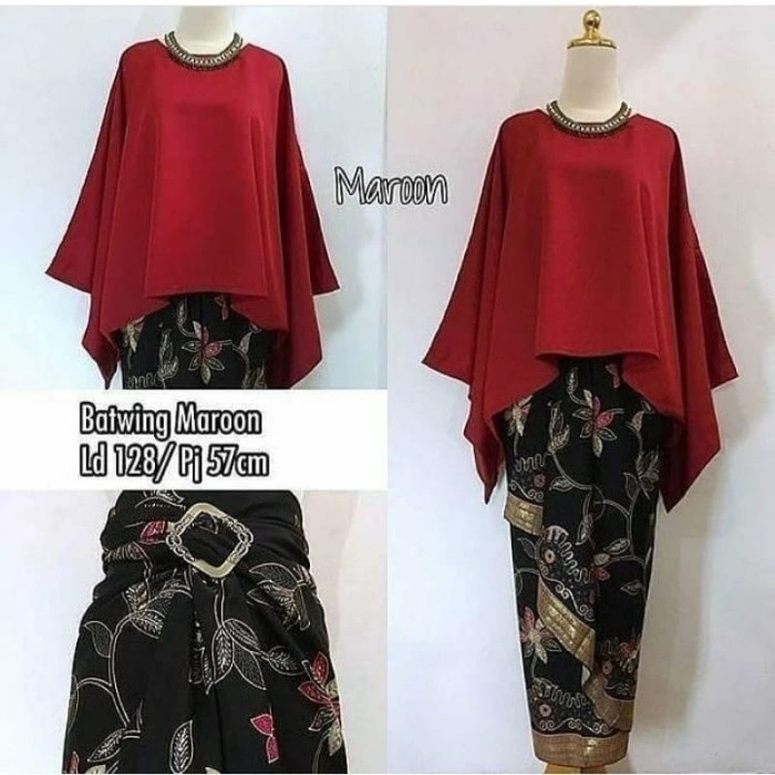TERBAIK Baju Satin Polos Model Kelelawar Kebaya Modern Batwing Atasan Kebaya Wisuda Kondangan Jumbo