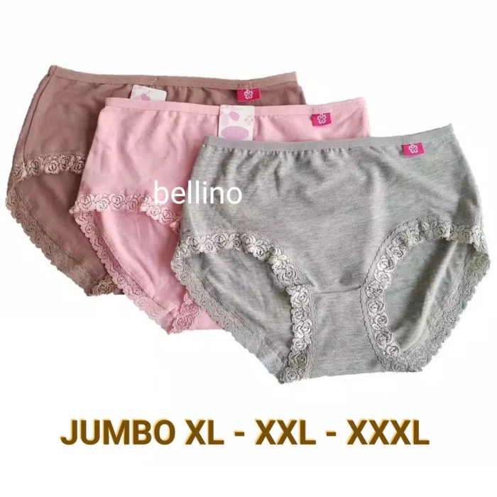 CUCI GUDANG PAKAIAN DALAM WANITA CD GRISINA RENDA KATUN JUMBO XL XXL XXXL