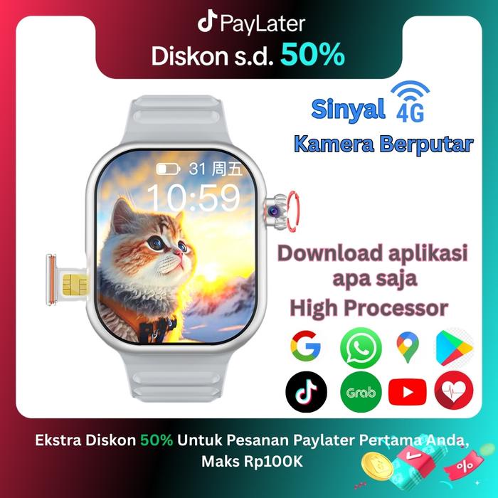 terbaru  cod dtno.1 new launching smartwatch android 4g insert sim card hot ds89 4gb+64gb play