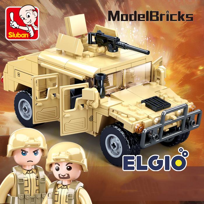 terbaru  sluban bricks tentara mobil perang army humvee jeep h1 hummer vehicle block m38 b0837