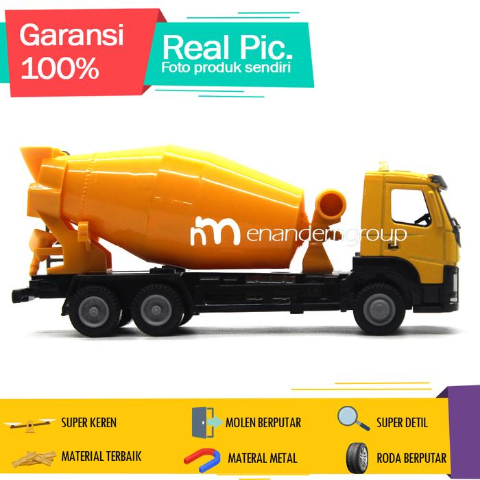 ready stok diecast miniatur mainan mobil truk dump molen mixer semen metal alloy pullback original