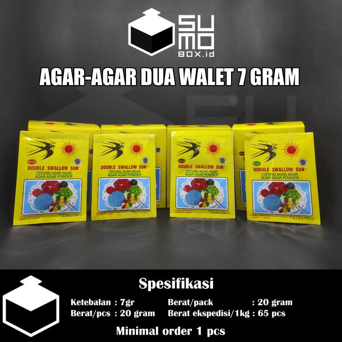 

Ready Stok" Agar Agar Double Swallow Sun Sachet 7Gram / Agar Agar Powder Cap Dua Walet