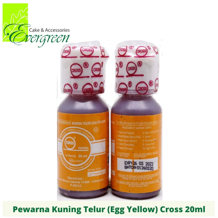 

Ready Stok" Pewarna Makanan Cross Kuning Telur (Egg Yellow) 20Ml