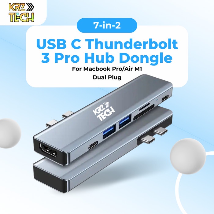 7 in 2 USB C Thunderbolt 3 Pro Hub Dongle For Macbook Pro/Air M1 New TERLARIS/TERMURAH/TERPOPULER