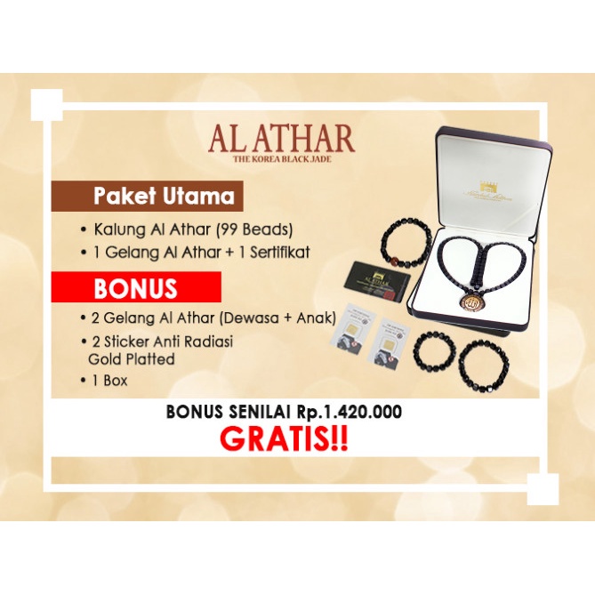 AL ATHAR - Original - Kalung Kesehatan - TASBIH - Black Jade