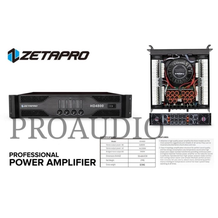 POWER AMPLIFIER ZETAPRO HD 4800 HD4800 HD-4800 ORIGINAL ZETAPRO
