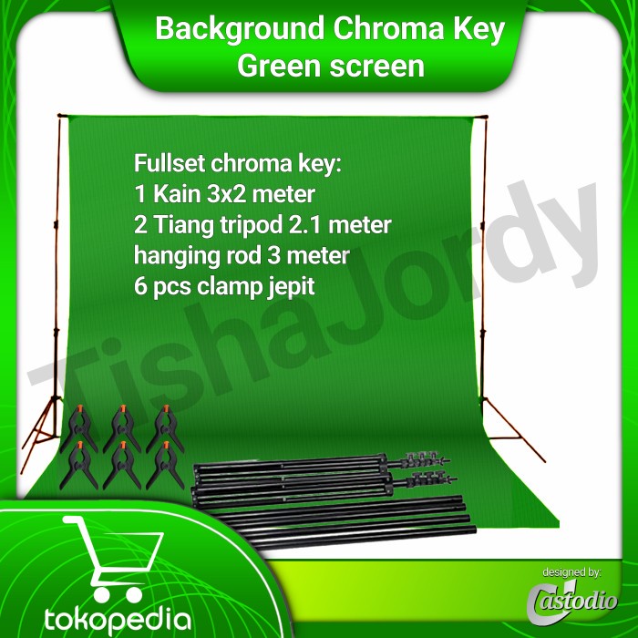 Paket Greenscreen Chroma Key Backdrop Green Screen Background Studio