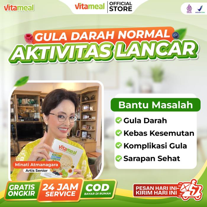 

[PAKET] 2 BOX VITAMEAL Original Resmi Nutrisi Makanan Sehat Cereal Food Granola Oatmeal Sereal Susu
