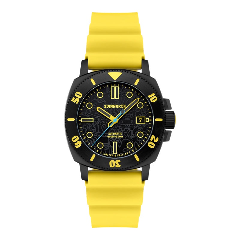 [PRJ 12.12] Jam Tangan Pria Spinnaker Hull SP-5147-01 Automatic SpongeBob SquarePants Yellow Rubber 