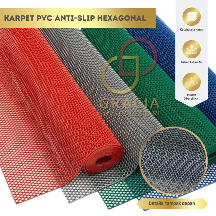 Keset Karpet Anti Slip Kamar Mandi Karpet Wudhu Masjid Hexagon Meteran